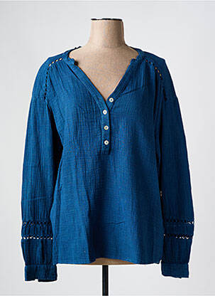 Blouse manches longues manches longues bleu MAISON CAPTAIN femme