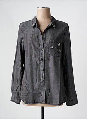 Chemisier coupe cintrée manches longues noir MAISON CAPTAIN femme