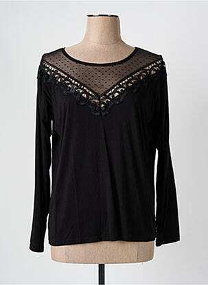 Top tissage jersey manches longues noir MAISON CAPTAIN femme