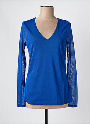 Top coupe cintrée manches longues bleu MISS & TREND femme
