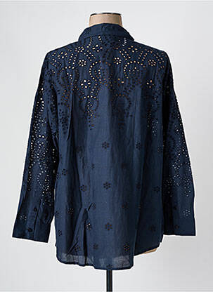 Chemisier coupe cintrée manches longues bleu MAISON CAPTAIN femme