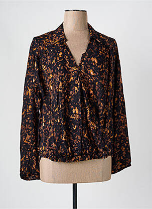 Blouse tissage popeline manches longues noir MAISON CAPTAIN femme
