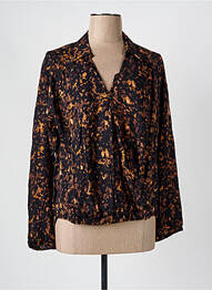 Blouse poignets boutonnés avec fente manches longues noir MAISON CAPTAIN femme
