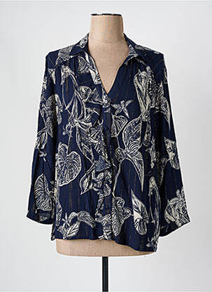 Chemisier imprimé fleurs manches longues bleu CAPTAIN TORTUE femme