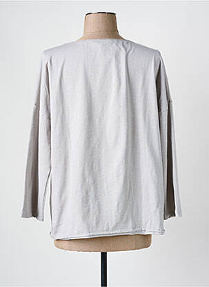 T-shirt col v manches 3/4 gris MAISON CAPTAIN femme