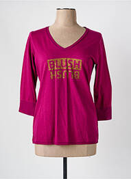 T-shirt col v manches 3/4 violet MISS CAPTAIN femme