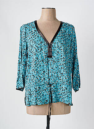 Blouse imprimé fantaisie manches 3/4 bleu MISS BY CAPTAIN TORTUE femme