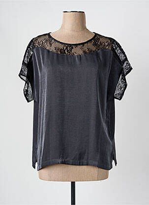 Top coupe fluide manches courtes gris MAISON CAPTAIN femme