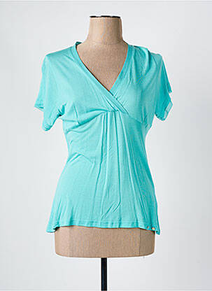 T-shirt col v manches courtes bleu DREAMWEAR BY JAVA femme