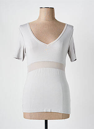 T-shirt col v manches courtes gris JAVA femme