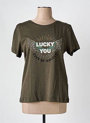 T-shirt sérigraphie manches courtes vert CAPTAIN TORTUE femme