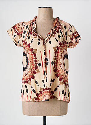 Blouse tissage popeline manches courtes beige MISS BY CAPTAIN TORTUE femme