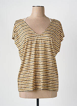 T-shirt col v manches courtes marron CAPTAIN TORTUE femme