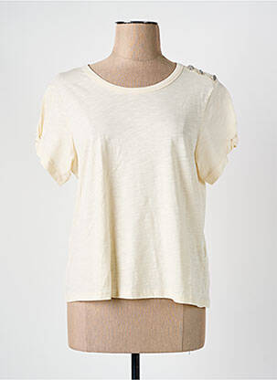 T-shirt stretch manches courtes beige MAISON CAPTAIN femme