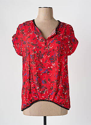 Blouse col v manches courtes rouge MISS BY CAPTAIN TORTUE femme