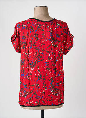 Blouse col v manches courtes rouge MISS BY CAPTAIN TORTUE femme