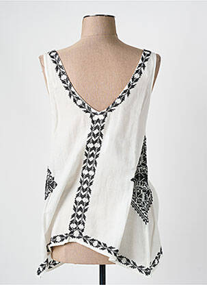 Top tissage crêpe sans manche blanc MISS CAPTAIN femme