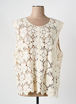 Top sans manche sans manche beige MAISON CAPTAIN femme