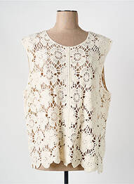 Top sans manche sans manche beige MAISON CAPTAIN femme