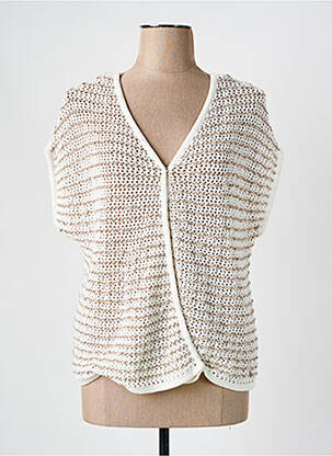 Gilet sans manche col v beige TREND BY CAPTAIN TORTUE femme