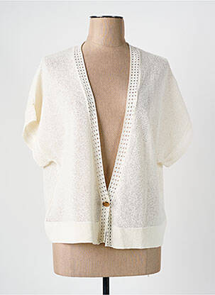 Gilet manches courtes resserrée sur le bas beige MAISON CAPTAIN femme