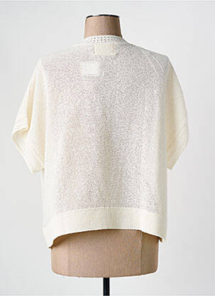 Gilet manches courtes resserrée sur le bas beige MAISON CAPTAIN femme