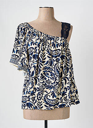 Top coupe fluide manches courtes bleu MAISON CAPTAIN femme