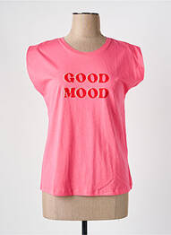 T-shirt sérigraphie manches courtes rose MAISON CAPTAIN femme