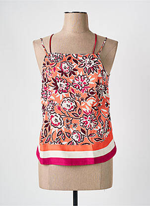 Top col carré fines bretelles orange LITTLE MISS BY CAPTAIN TORTUE femme