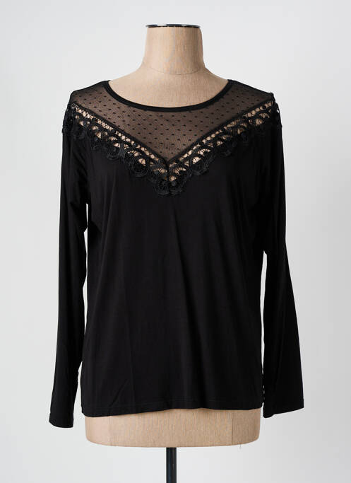 Top tissage jersey manches longues noir MAISON CAPTAIN femme