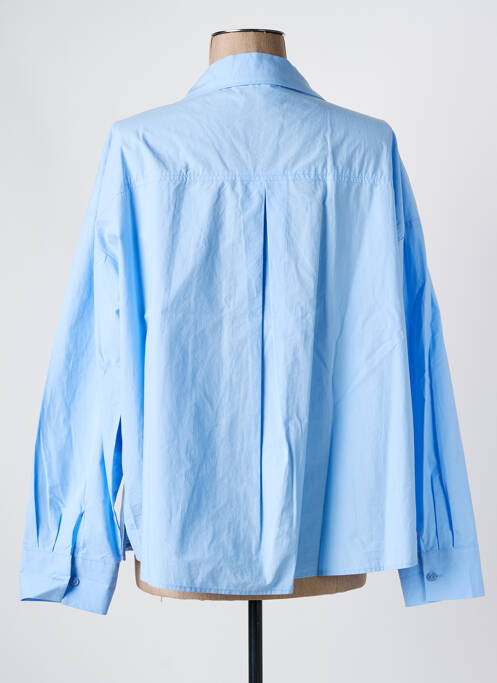 Chemisier tissage popeline manches longues bleu MAISON CAPTAIN femme