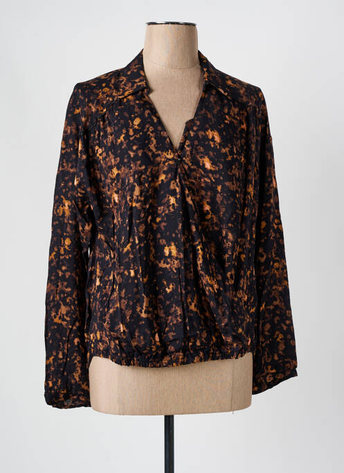 Blouse poignets boutonnés avec fente manches longues noir MAISON CAPTAIN femme