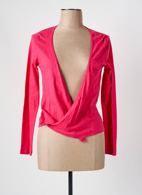 Gilet cache-cœur rose JAVA pour femme