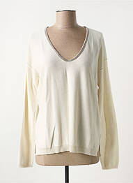 Pull col v manches longues beige CAPTAIN TORTUE femme