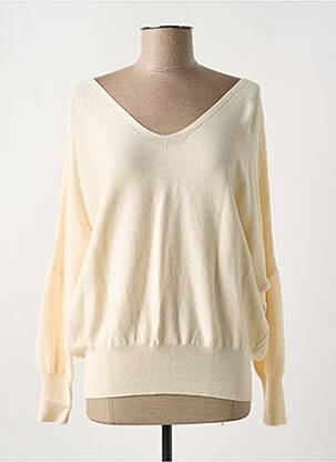 Pull col v manches longues beige CAPTAIN TORTUE femme