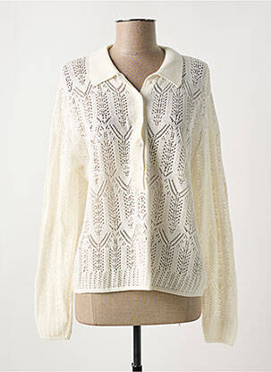 Gilet manches longues coupe cintrée blanc MAISON CAPTAIN femme