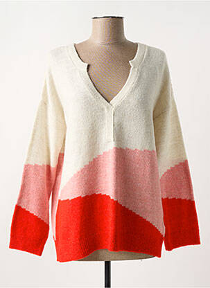Pull col v manches longues beige CAPTAIN TORTUE femme