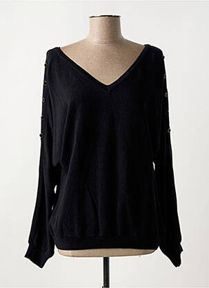 Pull col v manches longues noir MAISON CAPTAIN femme