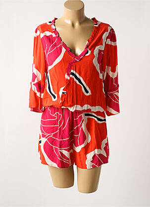 Combishort tissage popeline manches 3/4 rouge JAVA BY CAPTAIN TORTUE femme