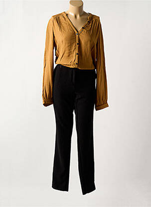 Combi-pantalon fermeture boutonnée sur le devant manches longues jaune TREND BY CAPTAIN TORTUE femme