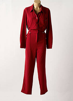 Combi-pantalon tissage crêpe manches longues rouge CAPTAIN TORTUE femme