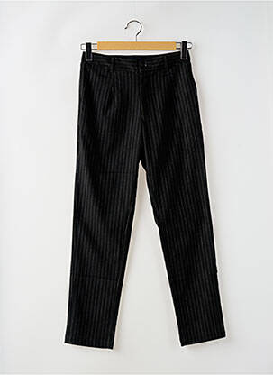 Pantalon chino fermeture zippée sous rabat boutonné taille haute noir CAPTAIN TORTUE femme