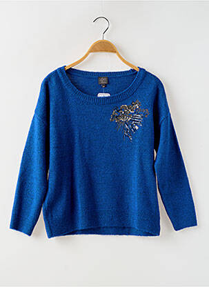 Pull maille tricot manches longues bleu LITTLE MISS BY CAPTAIN TORTUE fille