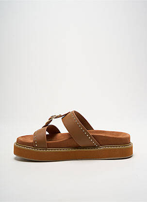 Mules/sabots tissage satiné talon de 4 à 6cm marron MAISON CAPTAIN femme