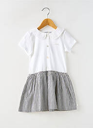 Robe mi-longue col claudine manches courtes blanc NOUKIE'S fille