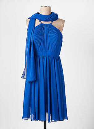 Robe mi-longue tissage crêpe sans manche bleu FASHION NEW YORK femme