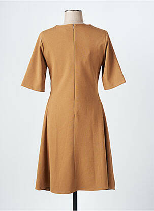 Robe mi-longue fermeture zippée au dos manches courtes marron LA FEE MARABOUTEE femme