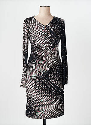 Robe mi-longue imprimé fantaisie manches longues noir BETTY BARCLAY femme
