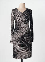 Robe mi-longue imprimé fantaisie manches longues noir BETTY BARCLAY femme