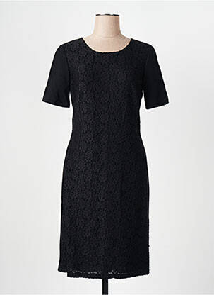 Robe mi-longue fermeture zippée au dos manches courtes noir BETTY BARCLAY femme